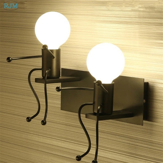 Nordic Modern Simple  Creative Cartoon Children Iron Wall Lamps for Living Room Bedroom Bedside Hallway Indoor Lighting Decor