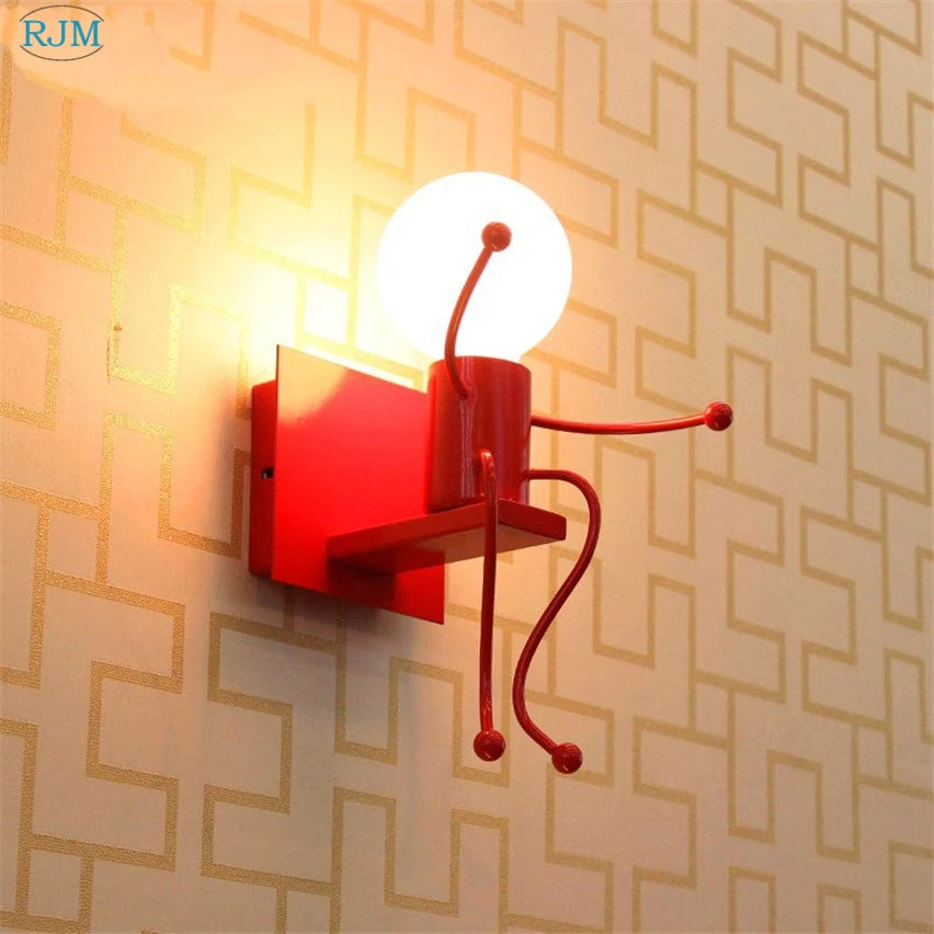Nordic Modern Simple  Creative Cartoon Children Iron Wall Lamps for Living Room Bedroom Bedside Hallway Indoor Lighting Decor