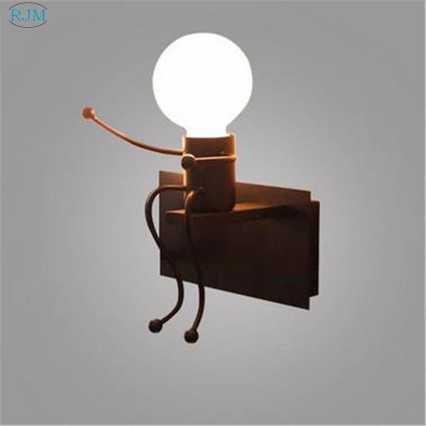 Nordic Modern Simple  Creative Cartoon Children Iron Wall Lamps for Living Room Bedroom Bedside Hallway Indoor Lighting Decor