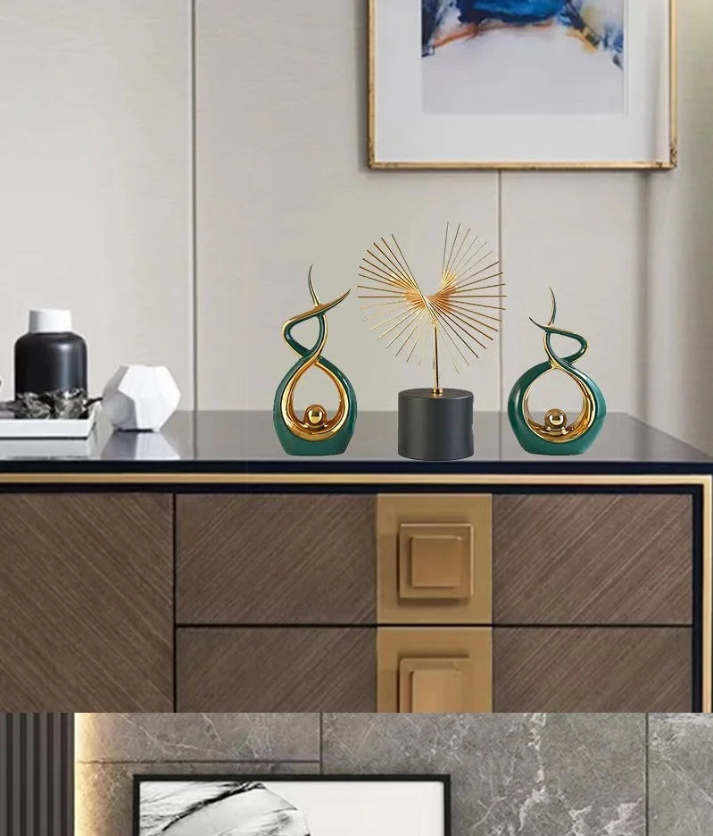 Abstract Ceramic Sculpture Golden Statue Modern Home Decoration Living Room Desktop Office Decoration Accessories Crafts Gift