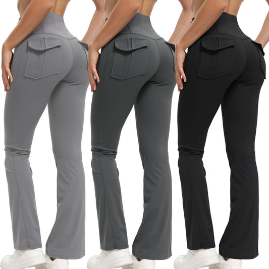High-Waist Flared Yoga Pants with Pockets