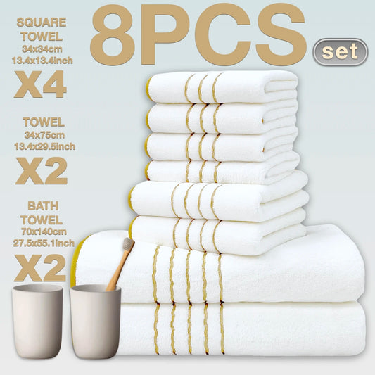 8pcs Luxury Hotel High Quality Cotton Bath Towel Set, Including Soft  Absorbent Quick-Drying Set, Suitable for Bathroom.