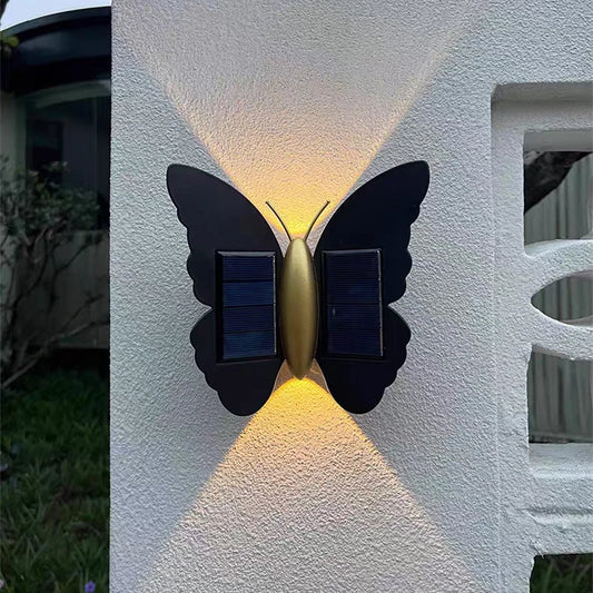 Solar Wall Light Butterfly Outdoor Waterproof LED Night Light for Garden Stairs Pathway Fence Balcony Courtyard Yard Decoration