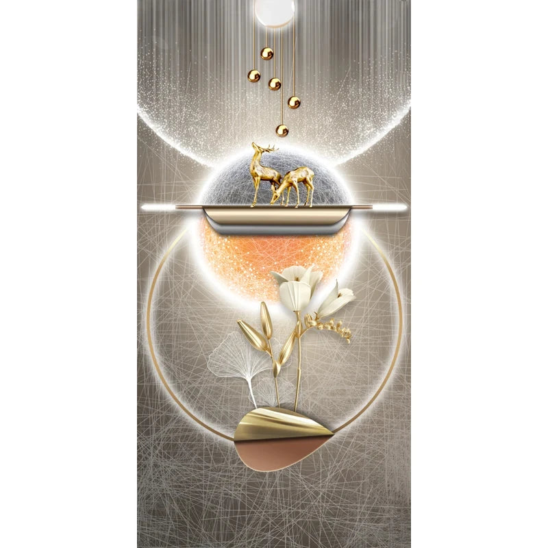 Nordic Style Golden Deer Tree Canvas Poster Prints Luxurious Wall Art Modern Canvas Paintings for Your Living Room Home Decor