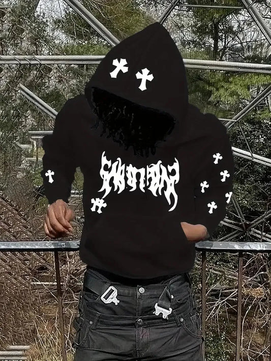 The new 3D smiling face printed casual and comfortable outdoor men's sports sweatshirt for the autumn of 2025