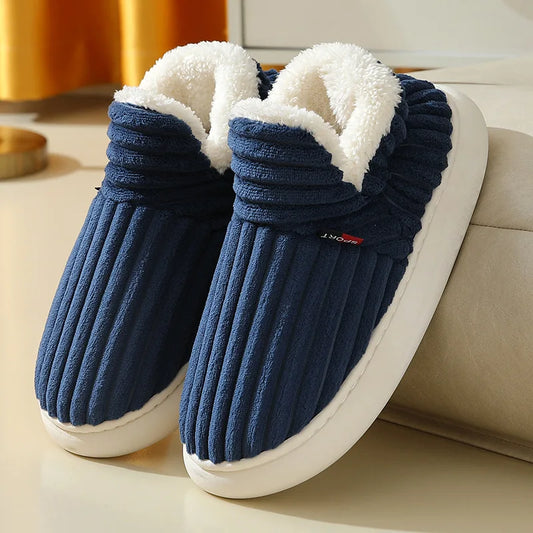 Men’s Plush Fur House Slippers – Winter Comfort