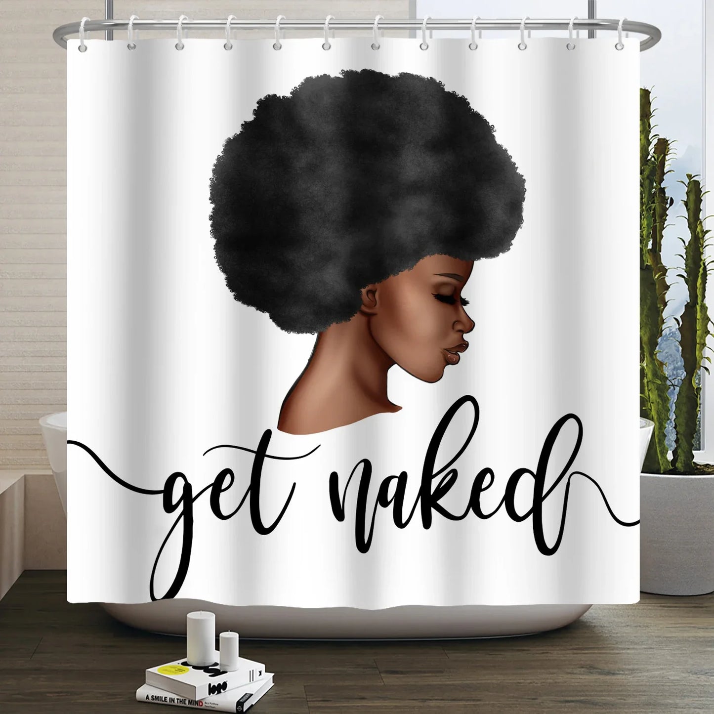 African American Woman Shower Curtain Sexy Black Girl Lady Inspirational Queen Abstract Boho Waterproof Bathroom Shower Curtain
