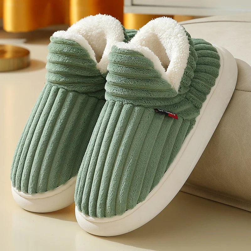 Men’s Plush Fur House Slippers – Winter Comfort