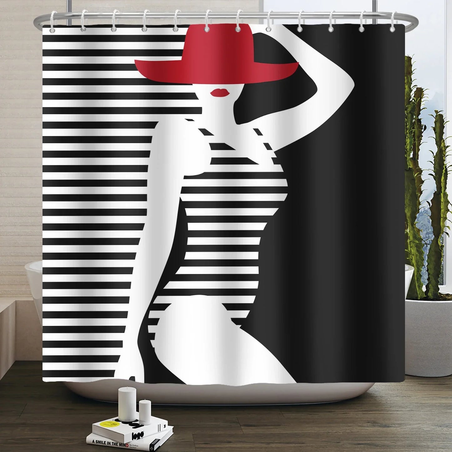 African American Woman Shower Curtain Sexy Black Girl Lady Inspirational Queen Abstract Boho Waterproof Bathroom Shower Curtain