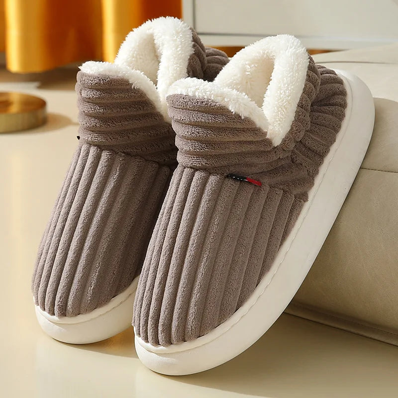 Men’s Plush Fur House Slippers – Winter Comfort