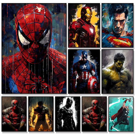 Marvel Movie Canvas Art Poster Anime Super Hero SpiderMan Iron Man Canvas Painting Home Wall Decor Prints and Children's Gifts