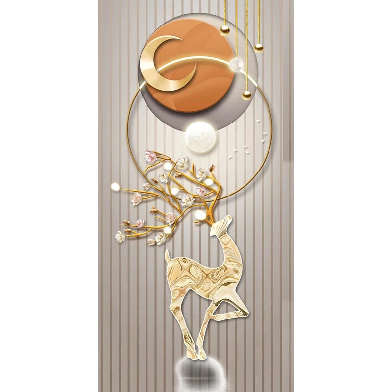 Nordic Style Golden Deer Tree Canvas Poster Prints Luxurious Wall Art Modern Canvas Paintings for Your Living Room Home Decor