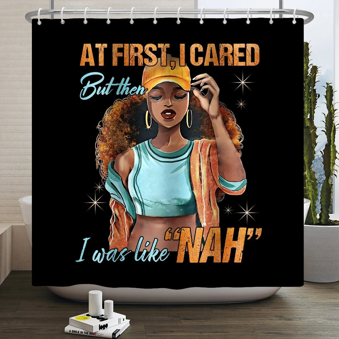 African American Woman Shower Curtain Sexy Black Girl Lady Inspirational Queen Abstract Boho Waterproof Bathroom Shower Curtain