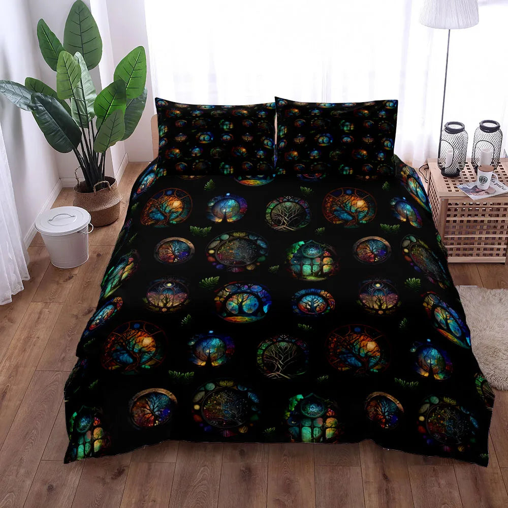 Celestial Yggdrasil Celtic Duvet Cover Set King Queen Double Full Twin Single Size Bed Linen Set