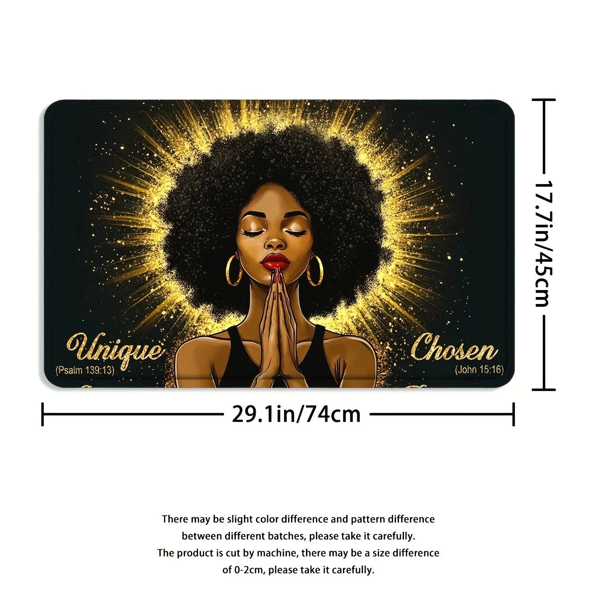 African Girl Prayer 4-Piece Bathroom Set | Shower Curtain,Anti-Slip Mat, Toilet Seat Cover, U-Shaped Mat, Modern Christian Decor