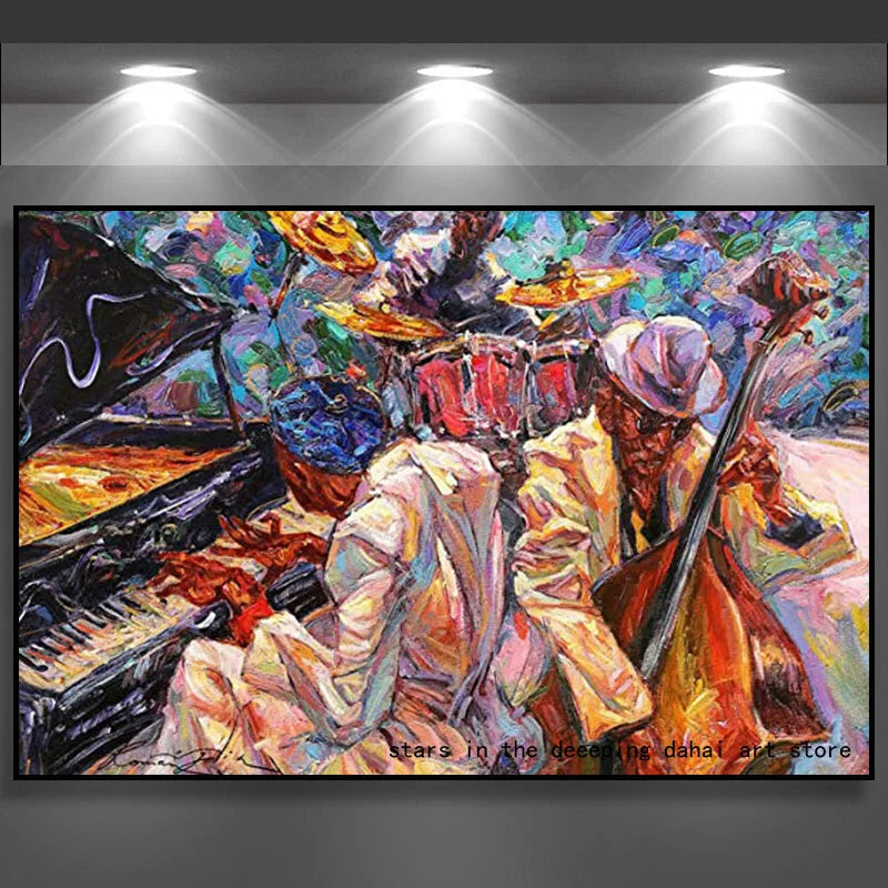 Abstract Music Jazz Band Female Singer Musical Instruments Art Poster Canvas Painting Wall Print Picture Room Home Decor Cuadros