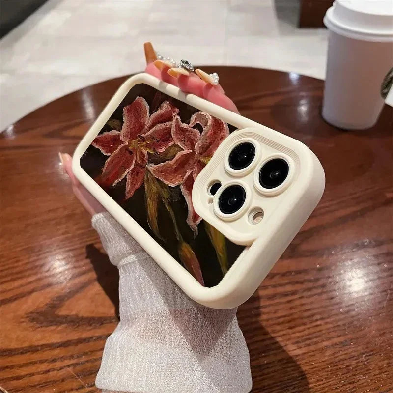 Oil Painting Lily Flower Pattern Phone Case For iPhone 17 16 15PROMAX 14 13 12 11PRO Silicone