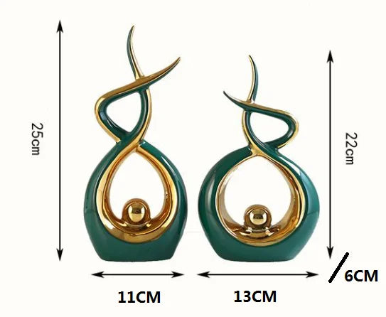 Abstract Ceramic Sculpture Golden Statue Modern Home Decoration Living Room Desktop Office Decoration Accessories Crafts Gift