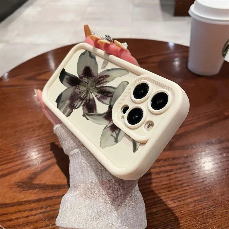 Oil Painting Lily Flower Pattern Phone Case For iPhone 17 16 15PROMAX 14 13 12 11PRO Silicone